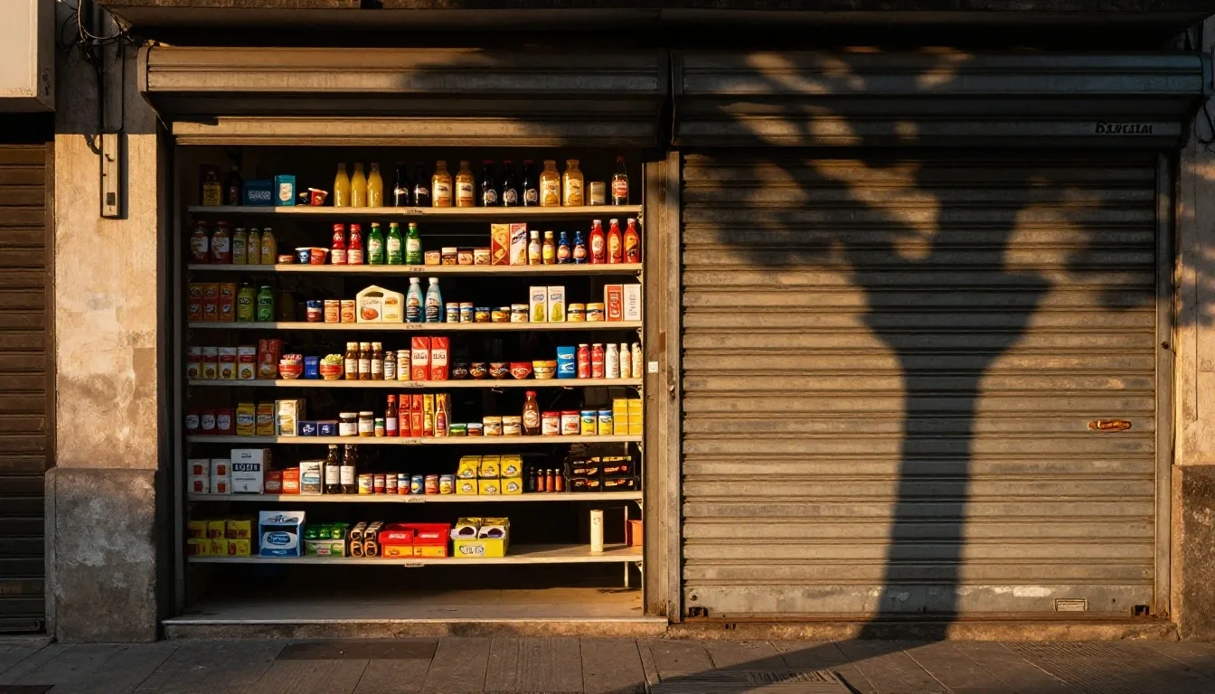 Mostrador de almacén de Buenos Aires con luz de tarde