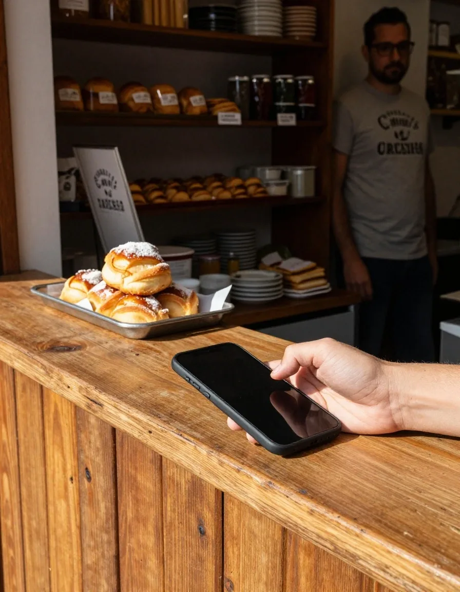 Pago con QR desde el celular en un mostrador
